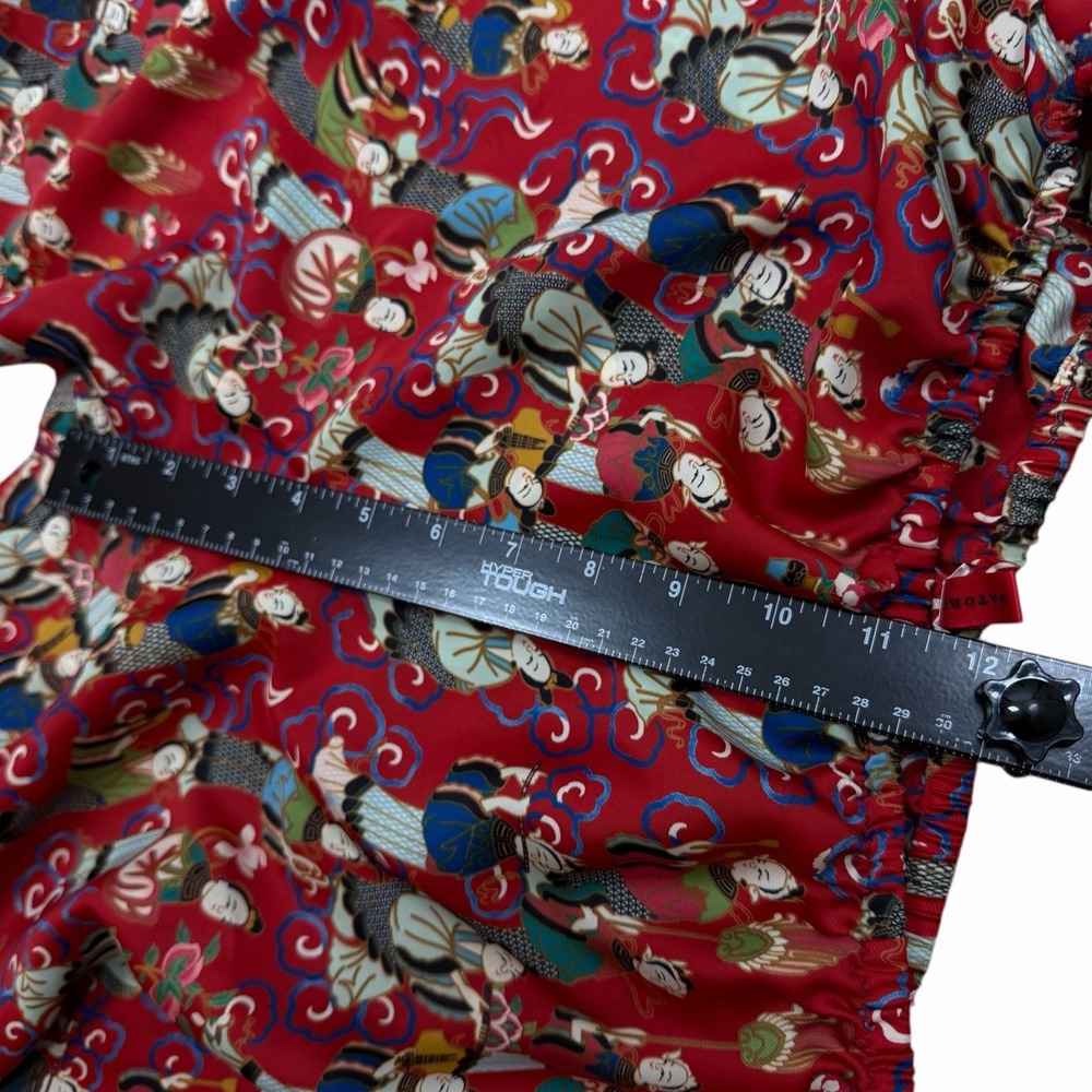 Josie Natori Geisha Tea Garden Crop Pant 22'' inseam Pajama Red Sz M (approx) - Picture 7 of 10